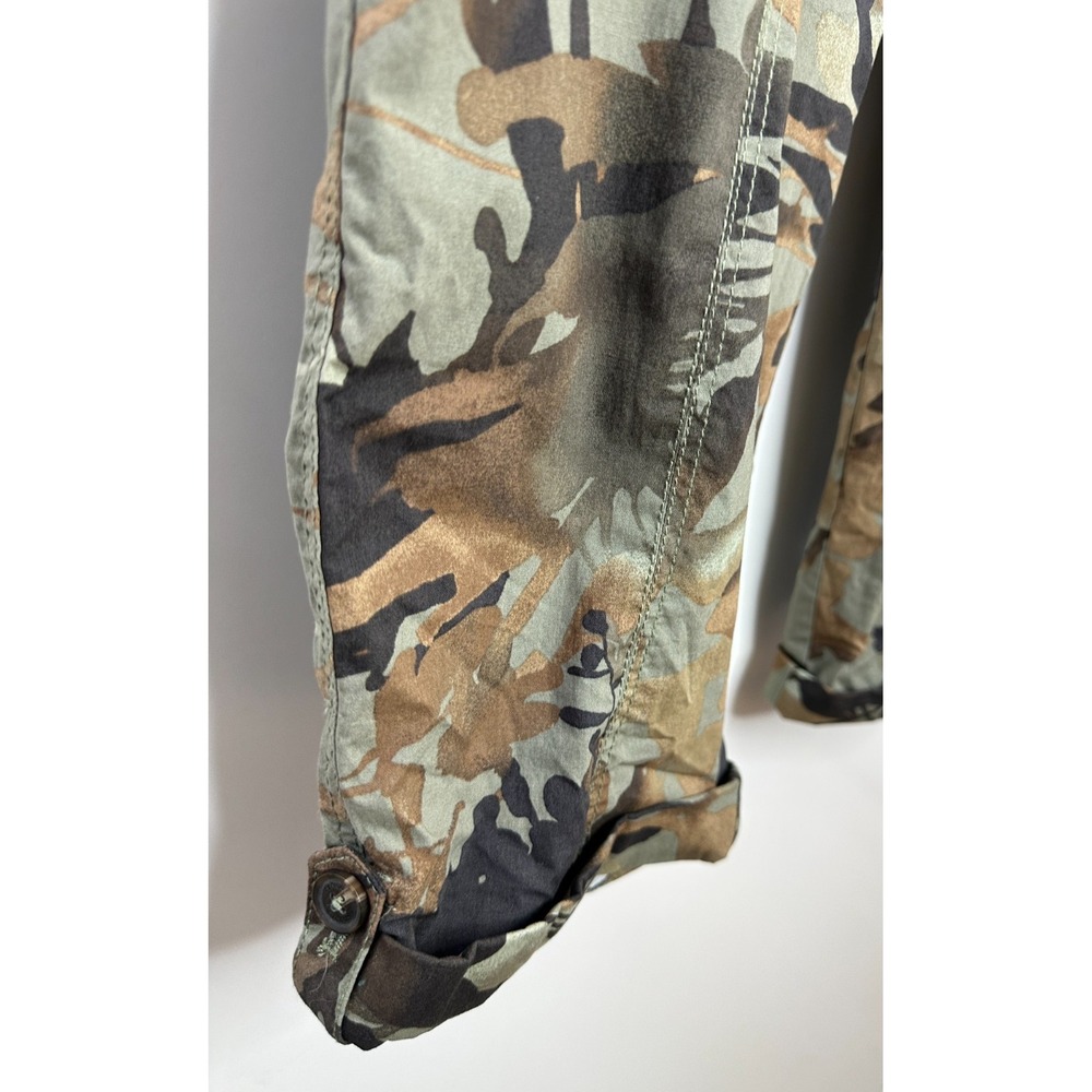 Chico's Utility Camouflage Crop Pants Green Brown Camo Sz 2 US 12 Cargo Pockets - Picture 6 of 14